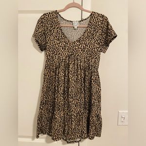 Leopard Print Babydoll Dress